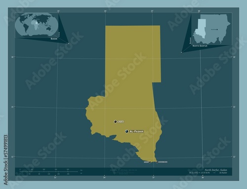 North Darfur, Sudan. Solid. Labelled points of cities photo