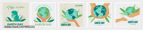 Earth day vector illustration set. International Mother Earth Day. Perfect for graphic and web design, business presentation, marketing and print material.  Ecology and environmental protection concep