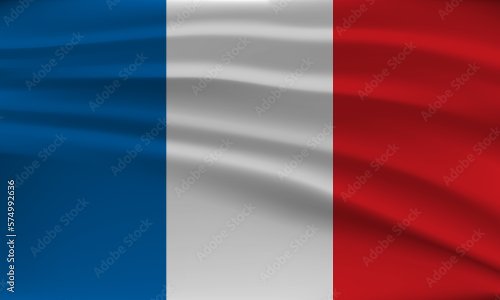 Flag of France, with a wavy effect due to the wind.