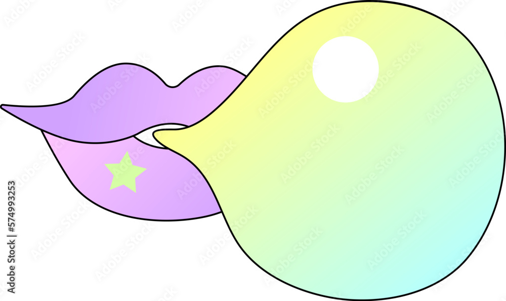 Lips with bubble gum isolated on background. Vector illustration. Lips with bubble gum isolated on background. Vector illustration.