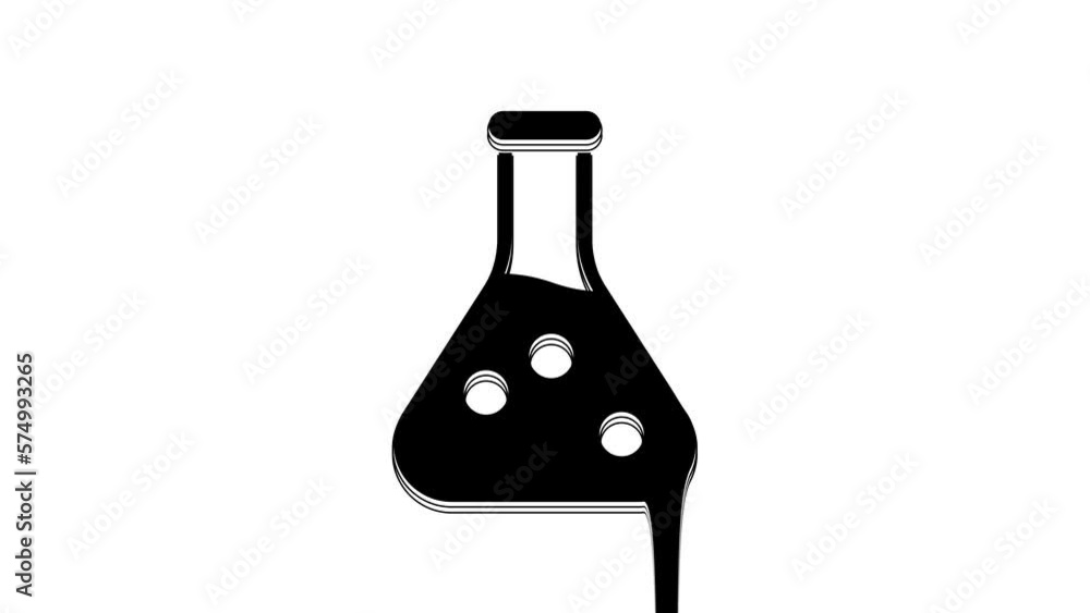 Black Test tube and flask chemical laboratory test icon isolated on white background. Laboratory glassware sign. 4K Video motion graphic animation Black Test tube and flask chemical laboratory test icon isolated on white background. Laboratory glassware sign. 4K Video motion graphic animation