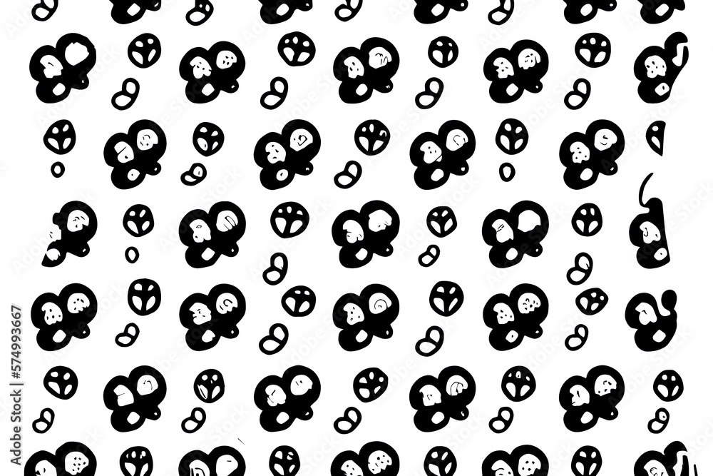 Seamless elephant pattern. Pattern with elephant pawprint and bones. elephant texture. Hand drawn vector illustration in doodle style on white background, realistic. Generative Ai Seamless elephant pattern. Pattern with elephant pawprint and bones. elephant texture. Hand drawn vector illustration in doodle style on white background, realistic. Generative Ai