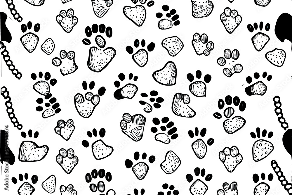 Fototapeta premium Hand drawn día de muertos pattern. Generative Ai