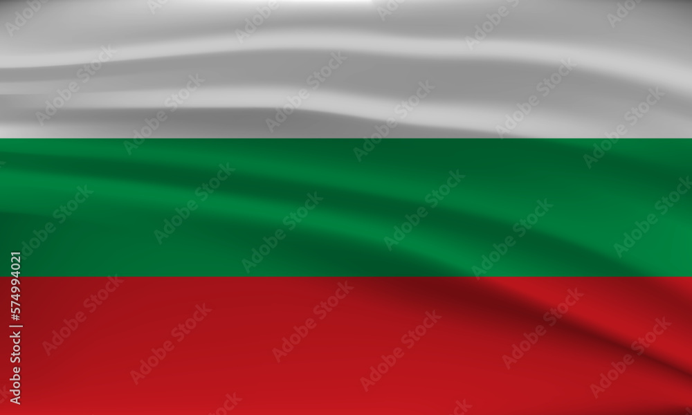 Flag of Bulgaria, with a wavy effect due to the wind.