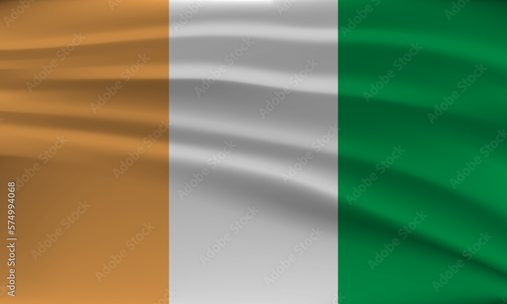 Flag of Côte d'Ivoire, with a wavy effect due to the wind.