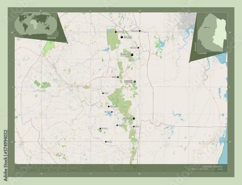 Lubombo  Eswatini. OSM. Labelled points of cities