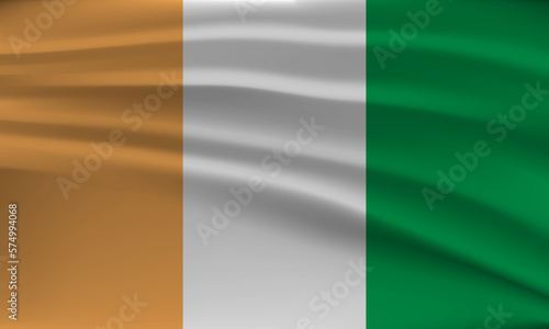 Flag of C  te d Ivoire  with a wavy effect due to the wind.