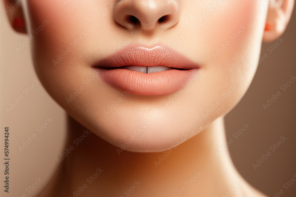 Face Of Girl With Beautiful Skin. Eyes Are Not Visible. AI Generated. 3D Illustration. Face Of Girl With Beautiful Skin. Eyes Are Not Visible. AI Generated. 3D Illustration.