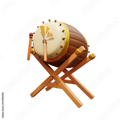 3d icon of bedug for ramadan muslim with isolated background