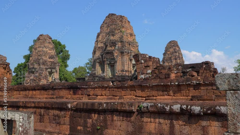 Mysterious Ancient ruins East Mebon temple - famous Cambodian landmark, Angkor Wat complex of temples. Siem Reap, Cambodia. Mysterious Ancient ruins East Mebon temple - famous Cambodian landmark, Angkor Wat complex of temples. Siem Reap, Cambodia.