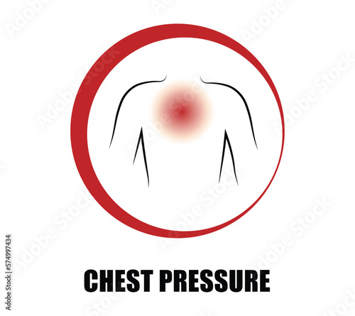 Chest pressure, symptom symbol in red circle