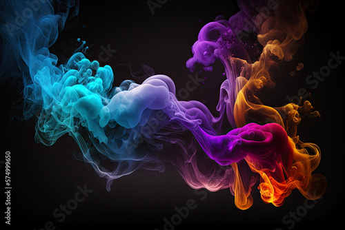 colorful smoke on black background, wallpaper, Generative AI © derf