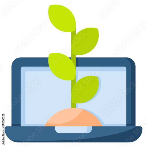 Laptop icon for technology, gardening, farming, industry, agriculture and internet of think