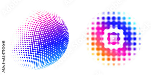 Design elements symbol Editable icon - Halftone circles, halftone dot pattern on white background. Vector illustration eps 10 frame with black abstract random dots for technology, cosmetic.