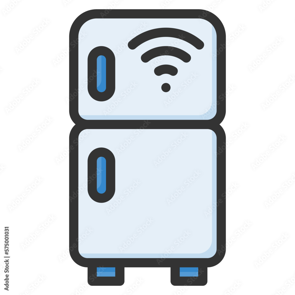 Refrigerator icon for home, smart, control, technology, internet, network, wireless and innovation Refrigerator icon for home, smart, control, technology, internet, network, wireless and innovation