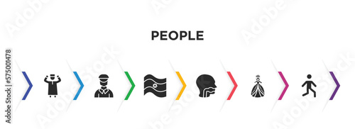 people filled icons with infographic template. glyph icons such as takbir, dutch, argentina, throat, princes, bast vector.