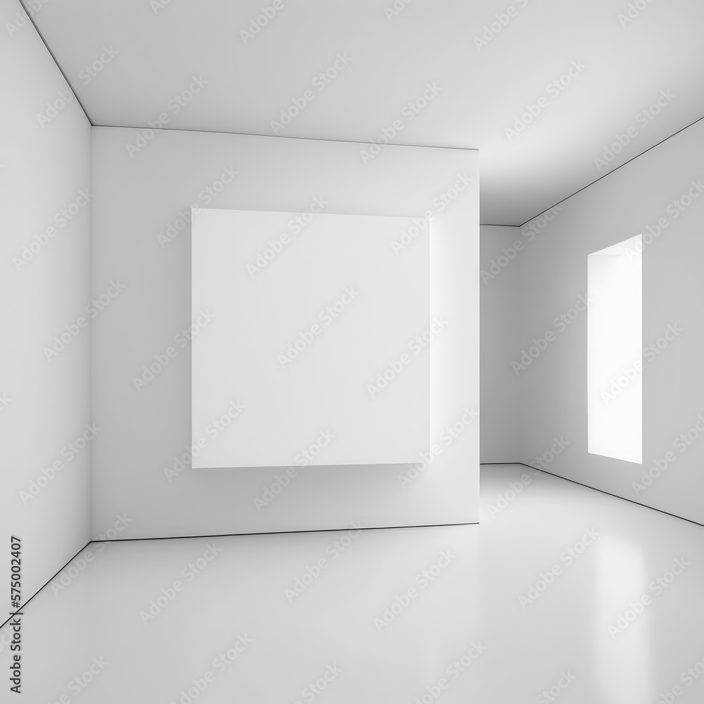 Obraz premium Museum Galerie Leerer Weißer Raum Zeitgenössisch Contemporary Mock Up Digital Art Hintergrund Generative AI 3D Bildpräsentation Kunstausstellung