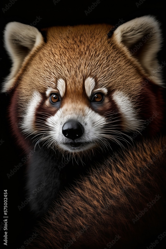 Close up portrait of a red panda, generative AI