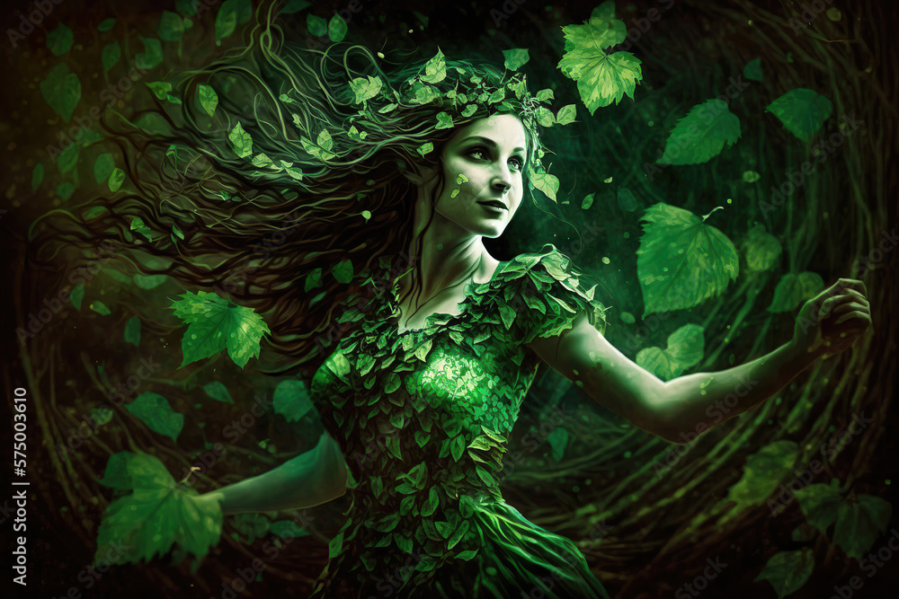 portrait of a beautiful dancing fairy woman in a forest with flowers, spring flower background, generative ai portrait of a beautiful dancing fairy woman in a forest with flowers, spring flower background, generative ai