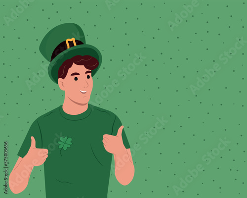 Irish shamrock hats celebrate St. Patrick's Day. Banner with place for text.