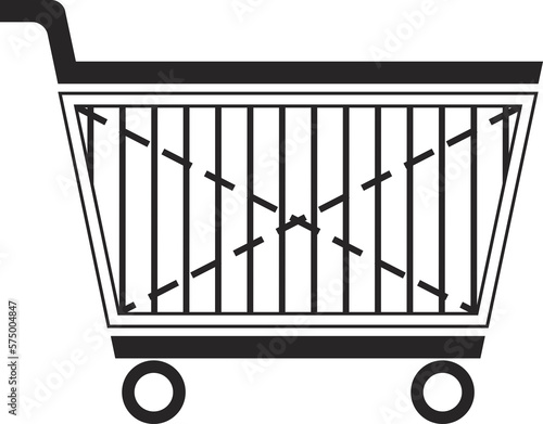 Universal graphic icon of metal cart with basket
