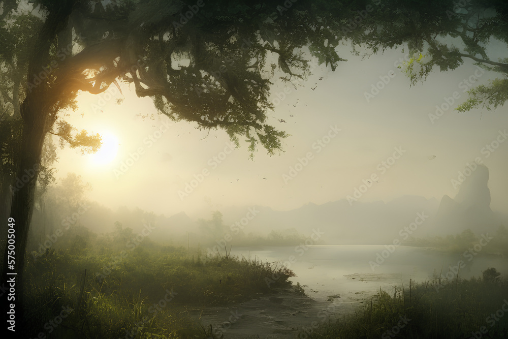 Fototapeta premium misty morning in the landscape