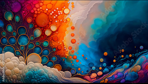 Abstract colorful background with bubbles, Wallpaper, Generative AI