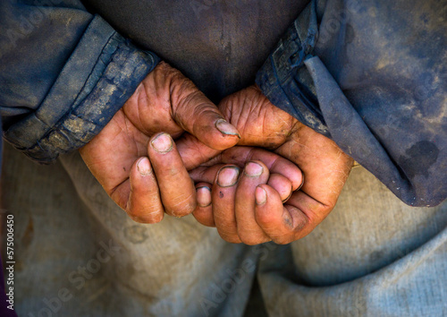 Worker Hands, Opal Village Market, Xinjiang Uyghur Autonomous Region, China photo