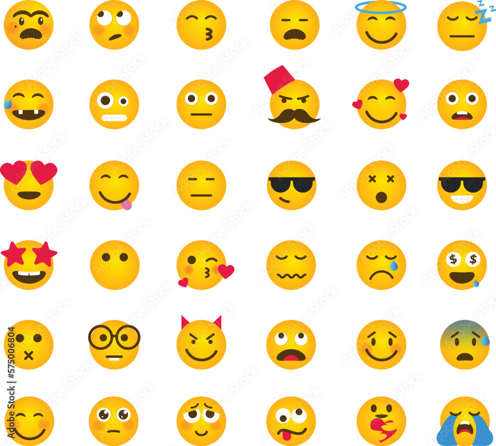 set of smileys with emotions set of smileys with emotions