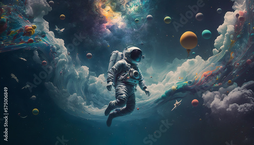 Astronaut in the space, Generative AI © AIExplosion