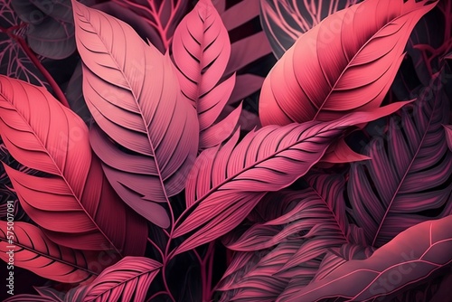 generative ai of pink leaf. 2D illustration