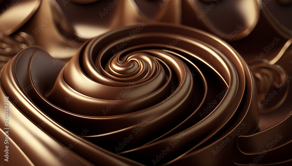 Chocolate in the form of endless calm waves background, abstract sweet chocolate background, generated ai Chocolate in the form of endless calm waves background, abstract sweet chocolate background, generated ai