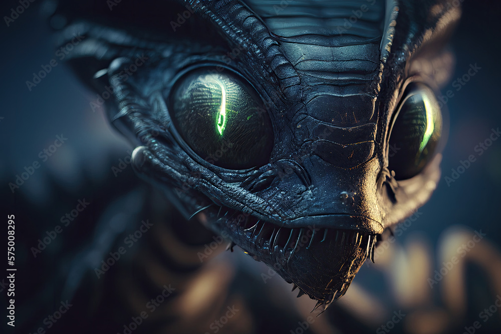 Alien humanoid portait on dark background. Invasion of extraterrestrial ...