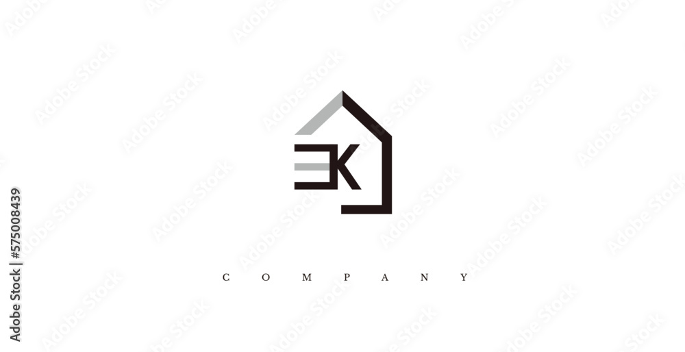 Initial K Real Estate Logo Design Vector