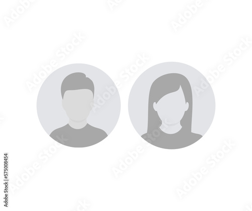 Man and woman avatar profile. Male and Female face silhouette. Profile picture, portrait symbol. User member. Circle button with avatar photo silhouette vector design and illustration.
