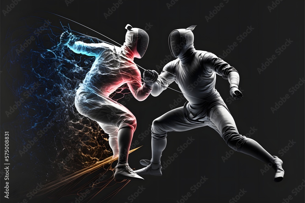 Two players in a fencing competition