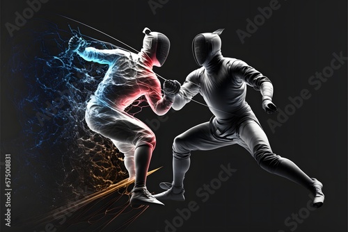 Fotografiet Two players in a fencing competition