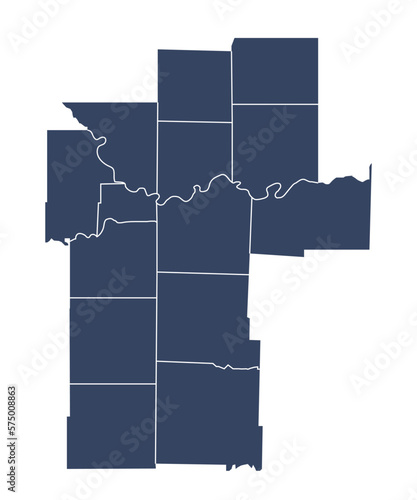 Outline blue map of Kansas city