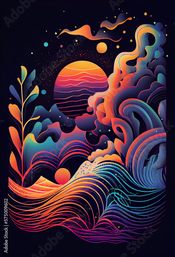 nautical galaxy,ethereal,drawing light psychedelic colors,gradients,neon light