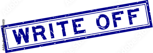 Grunge blue write off word square rubber seal stamp on white background