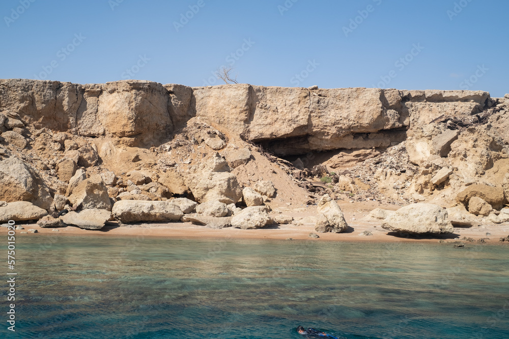 Red Sea in the Gulf of Aqaba, surrounded by the mountains of the Sinai Peninsula, Dahab,