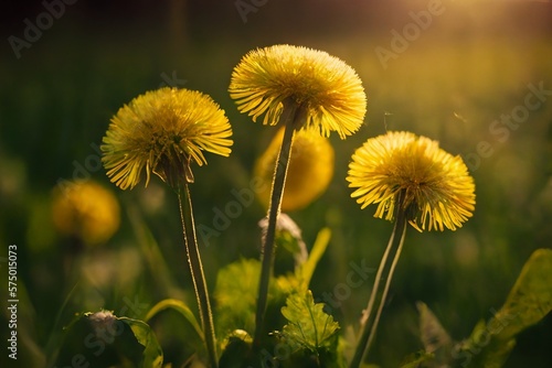 sunlight  dandelions in the grass  AI