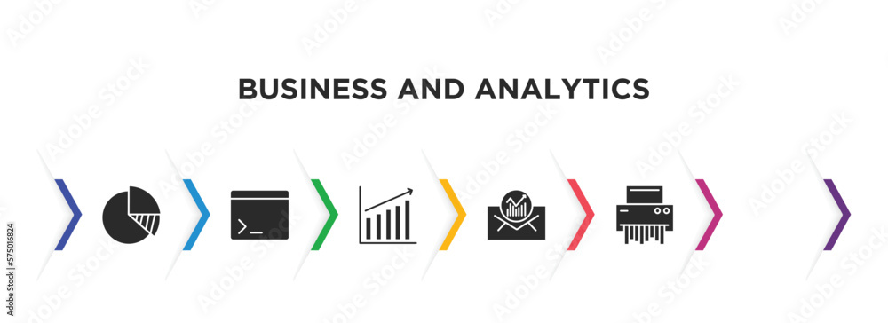 business and analytics filled icons with infographic template. glyph ...