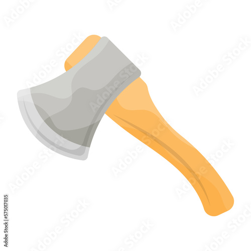 Sharp axe concept, Wood Cutting Tool vector color icon design, Camping and outdoor symbol, extreme sports equipment sign, Wildlife and Expedition elements stock illustration 