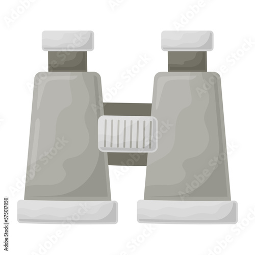 binoculars with rainguard and opened tethered lens cap concept vector color icon design, Camping and outdoor symbol, extreme sports equipment sign, Wildlife and Expedition elements stock illustration