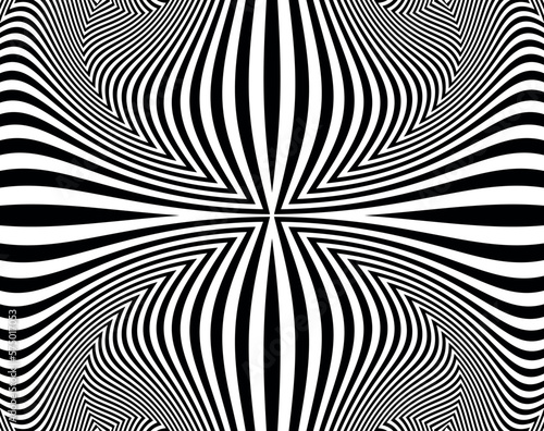 Line art optical .Wave design black and white. Digital image with a psychedelic stripes. Argent base for website, print, basis for banners, wallpapers, business cards, brochure, banner