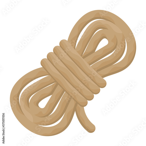 Rope Bundle hawser concept, Three strand natural fibre laid line vector color icon design, Camping and outdoor symbol, extreme sports equipment sign, Wildlife and Expedition element stock illustration