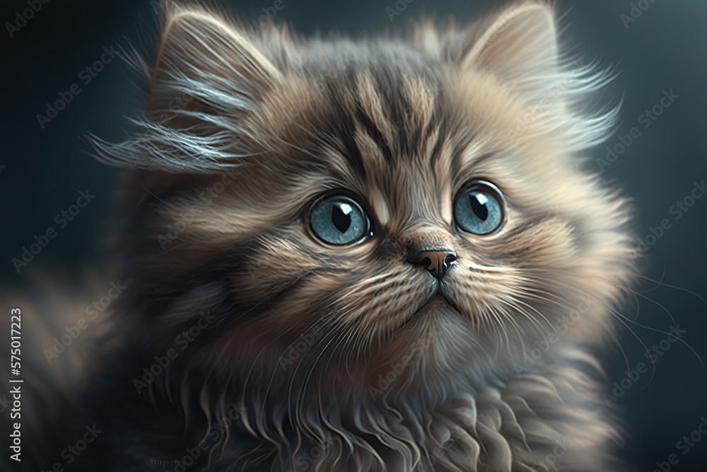 beautiful little fluffy kitten with big eyes, generative AI beautiful little fluffy kitten with big eyes, generative AI
