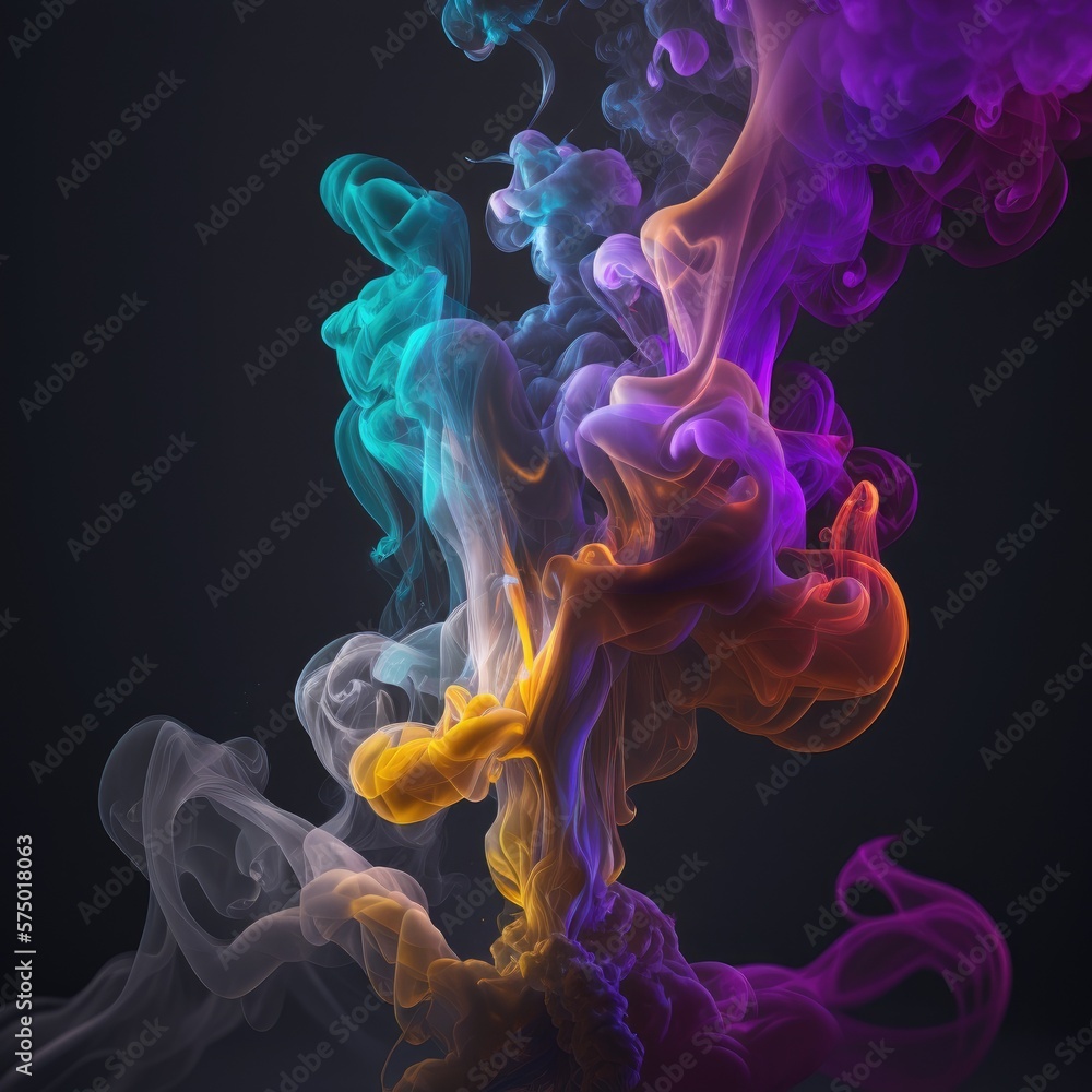 Fototapeta premium Abstract colorful smoke flowing and growing.Generative AI