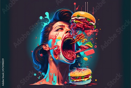 A vibrant poster depicting gluttony photo